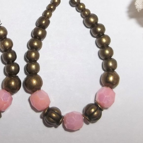 Hoops Boho Style Earrings Bronze and Pink Teardrop Dangle Drop Jewelry Gift 7019 - Picture 4 of 9